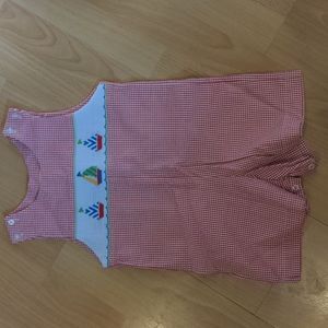Smocked sailboat suit